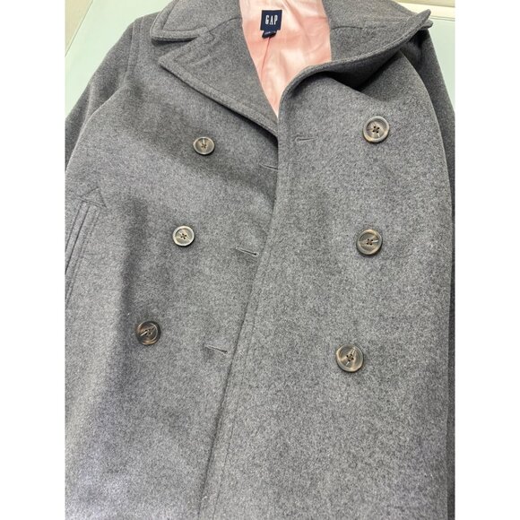 GAP Double Breasted Pea Coat Womens Large L Wool Peacoat  Jacket Overcoat Y2K - Picture 11 of 12